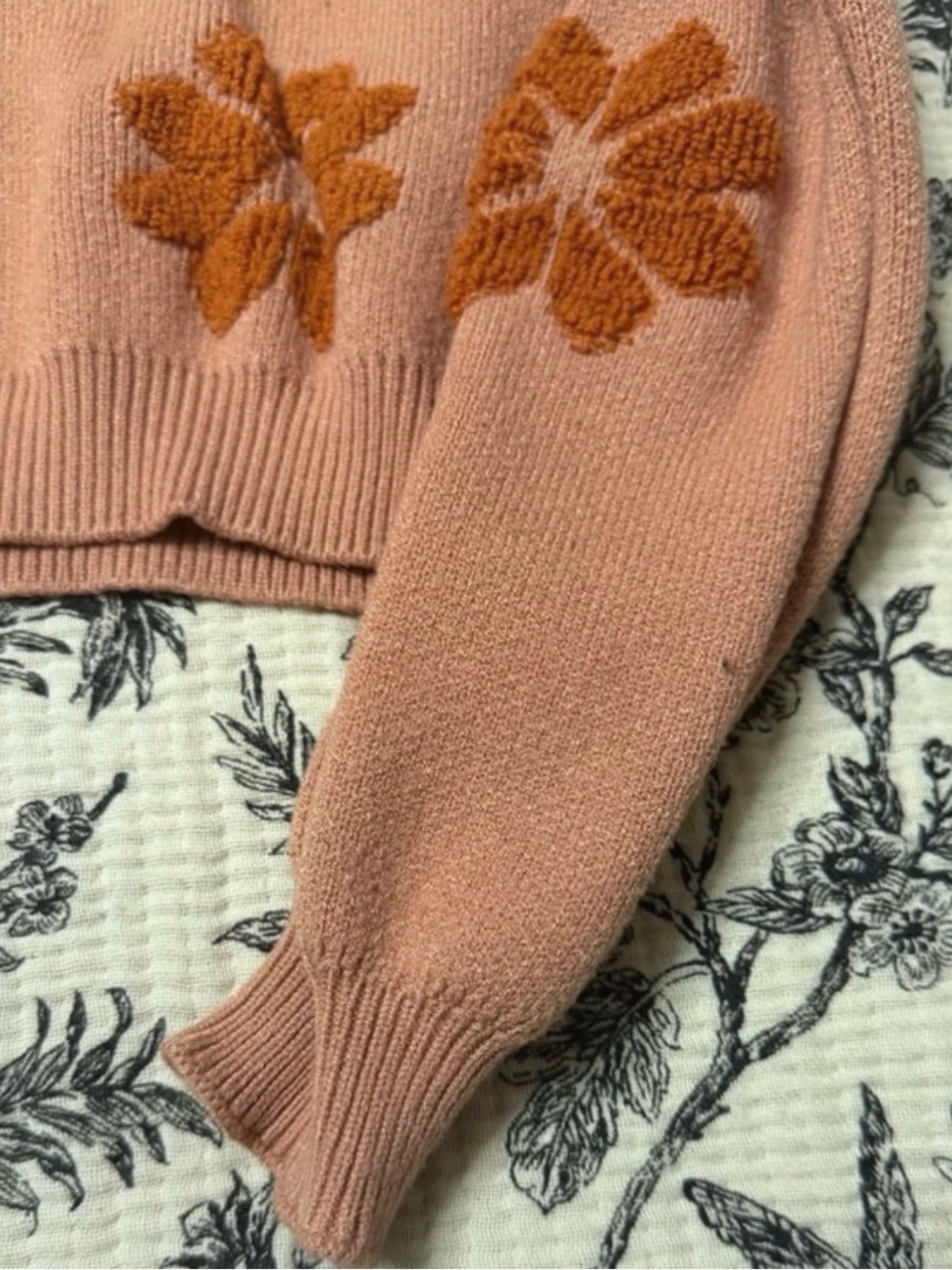 Simply Southern rust Floral cropped Crewneck Sweater - Picture 5 of 8